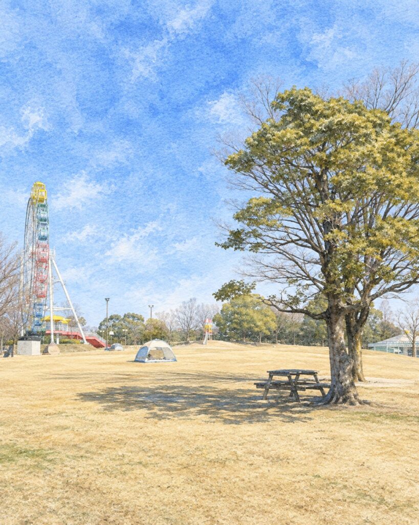 堀内公園の広い芝生広場