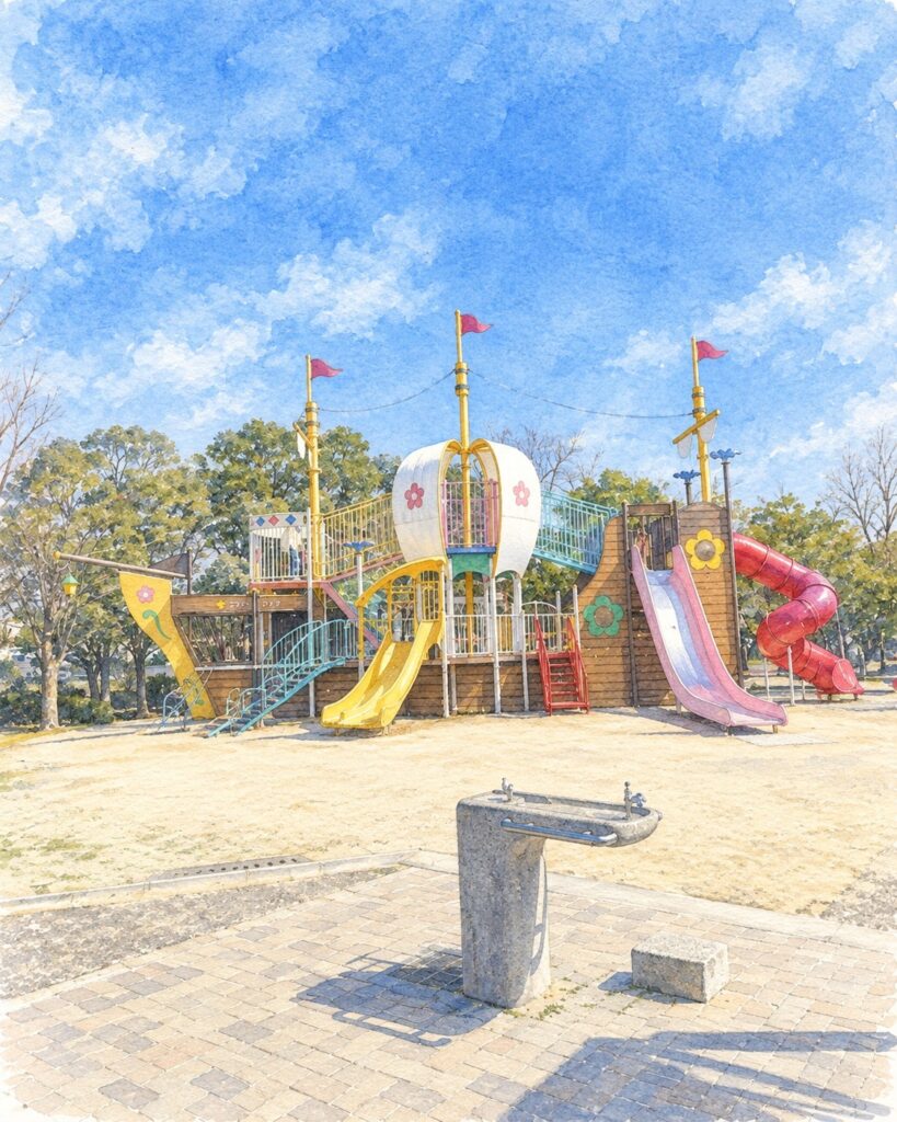 堀内公園の船型の大型遊具