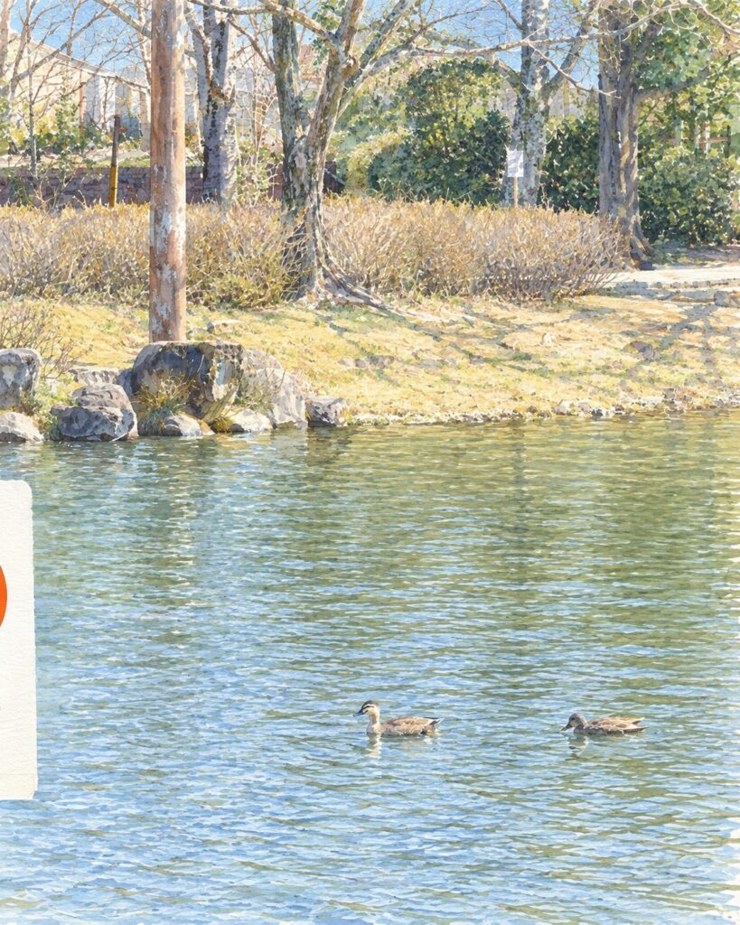 堀内公園の池のカモ