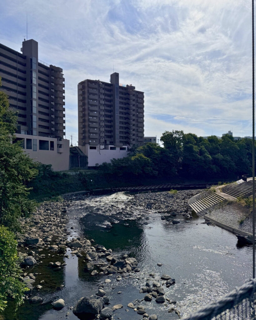 鮎壺のかけ橋から見た黄瀬川の下流